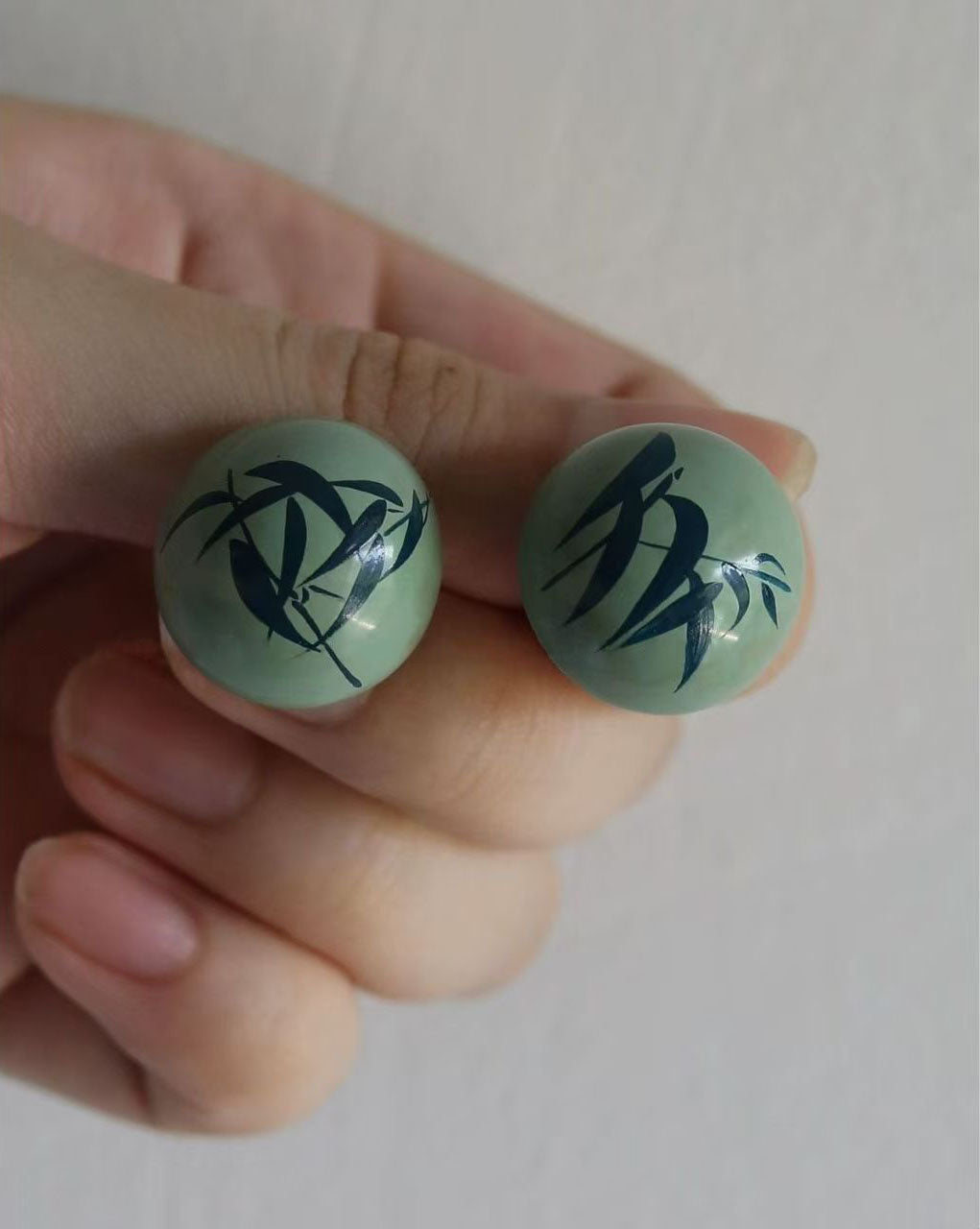 Serenity Bamboo:Handcrafted Lacquer Earrings - Bamboo Whisper Collection | Wooden Base with Hand-Painted Bamboo Design