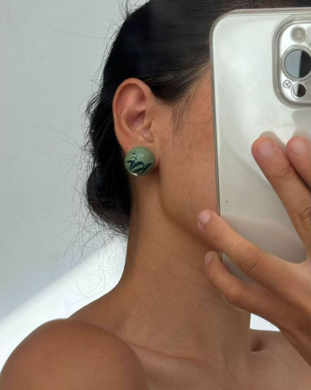 Serenity Bamboo:Handcrafted Lacquer Earrings - Bamboo Whisper Collection | Wooden Base with Hand-Painted Bamboo Design