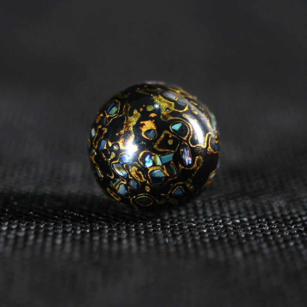 Luminor Orb: Handcrafted Lacquer Bead with Shell Inlay